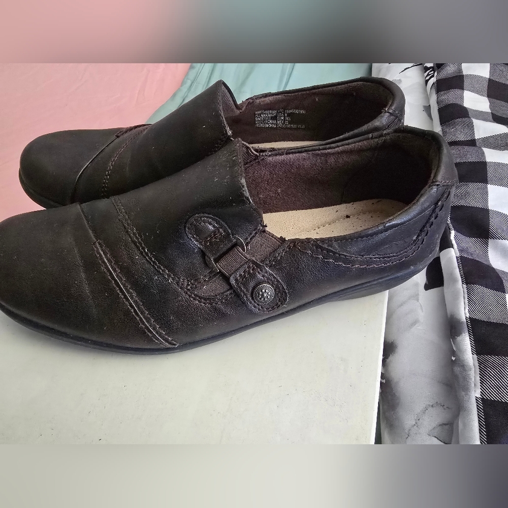 Women's Dark Brown Leather Slip-On Shoes